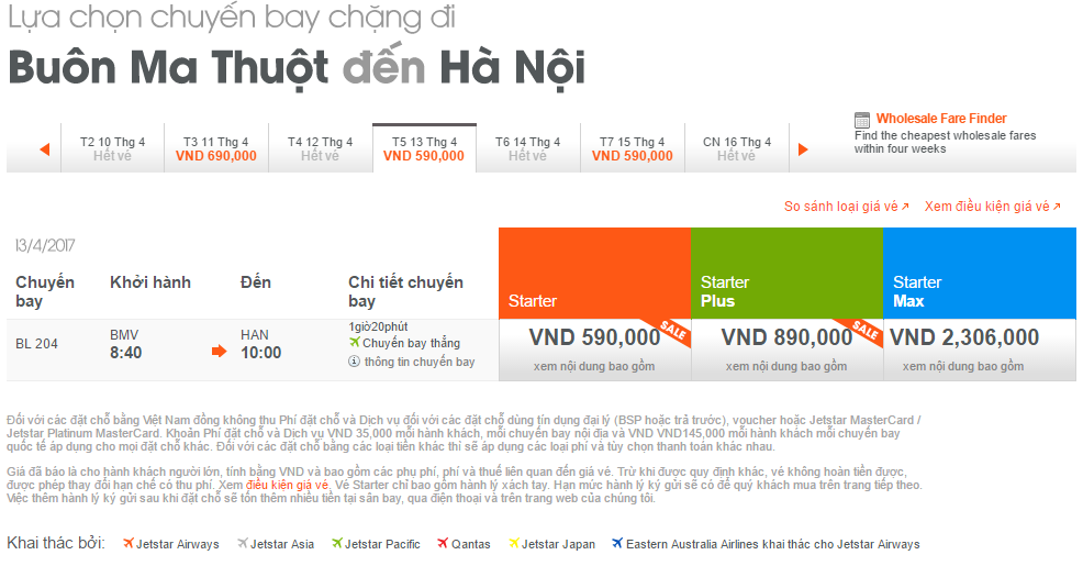 vé máy bay jetstar Buôn Ma Thuột đi Hà Nội