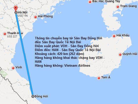 Vé máy bay Đồng Hới đi Hà Nội
