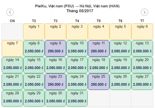 Vé máy bay giá rẻ Pleiku đi Hà Nội
