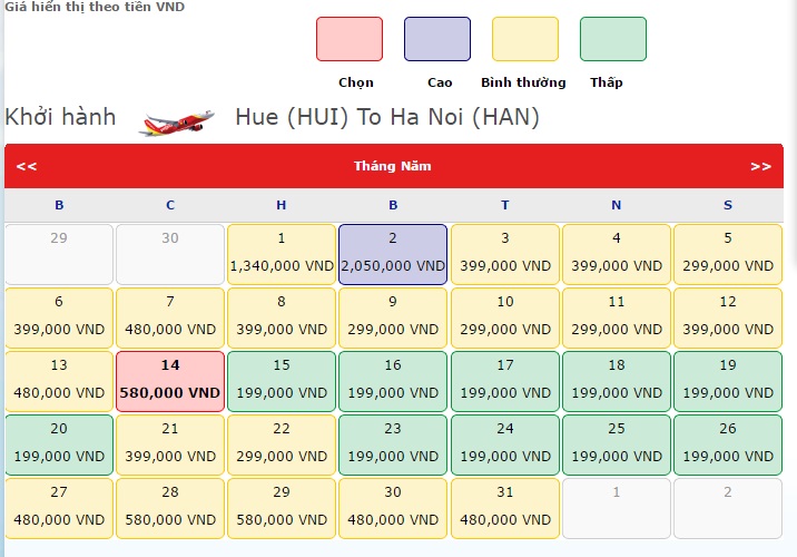 vé máy bay hà nội huế vietjetair