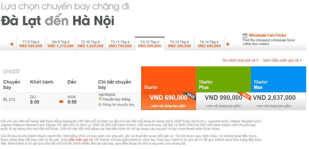 vé máy bay jetstar Đà Lạt đi Hà Nội