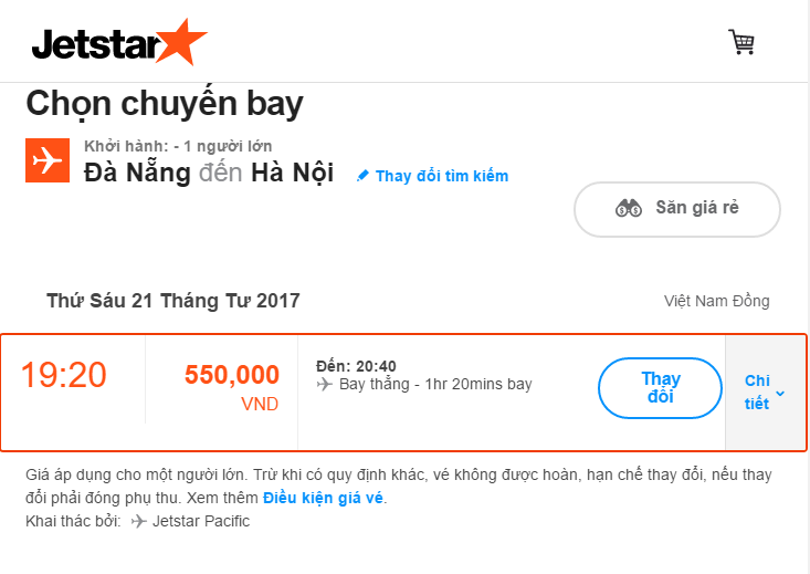 Vé máy bay Jetstar Đà Nẵng đi Hà Nội
