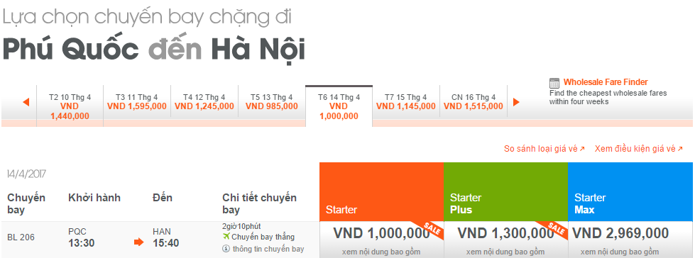 vé máy bay jetstar đi phú quốc đi Hà Nội