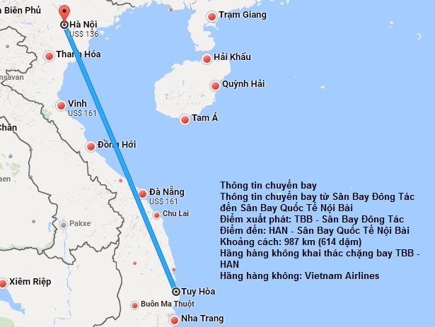 Vé máy bay Tuy Hoà đi Hà Nội