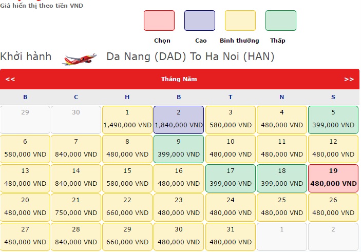 Vé máy bay Vietjet Air Đà Nẵng đi Hà Nội